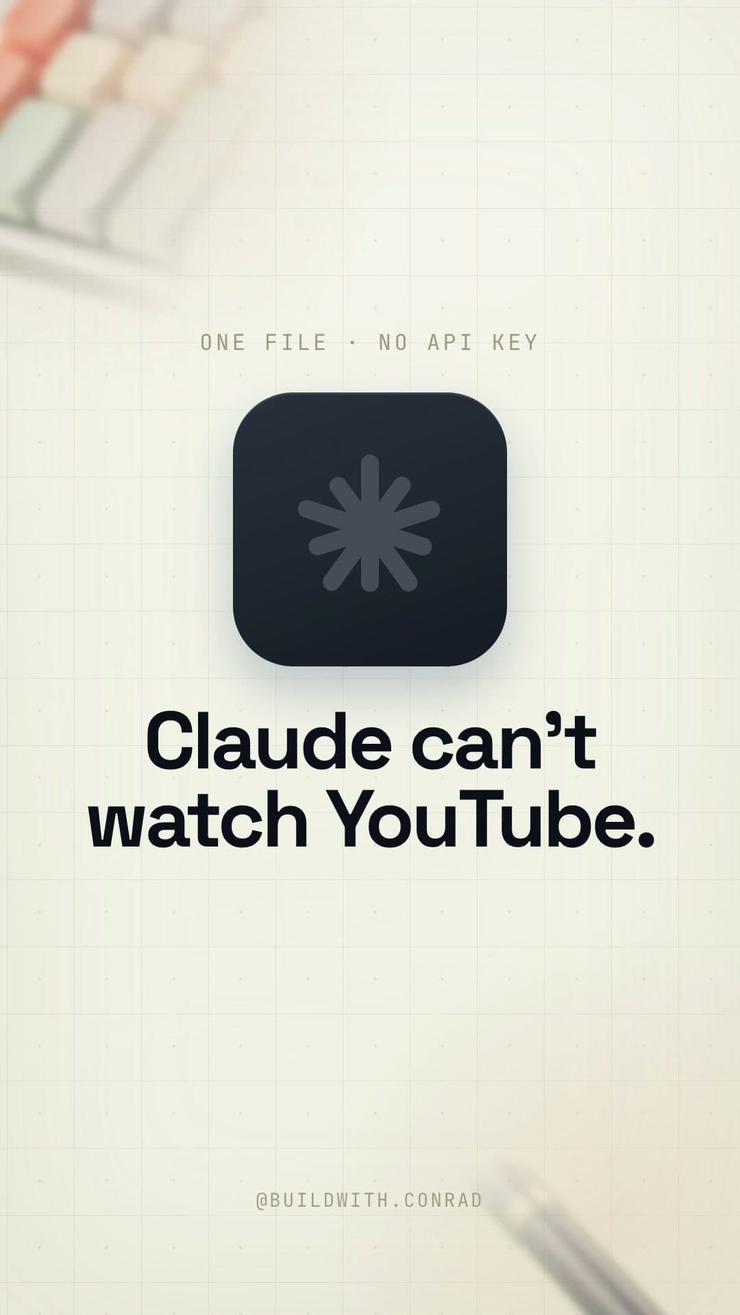 Reel cover: Claude can't watch YouTube. 100K+ views, 4,387 comments